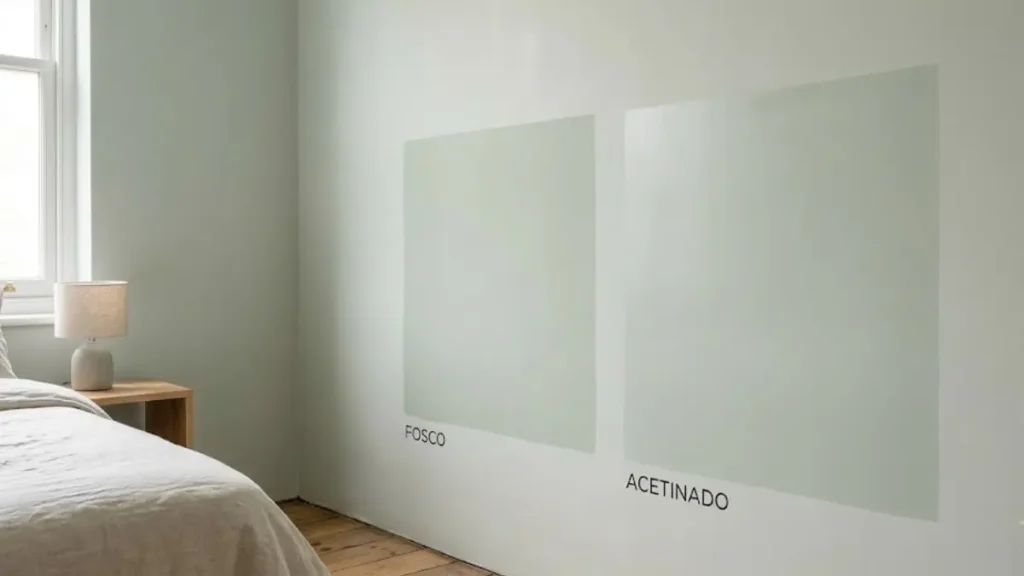 comparação de acabamento de pintura para ambientes pequenos fosco e acetinado