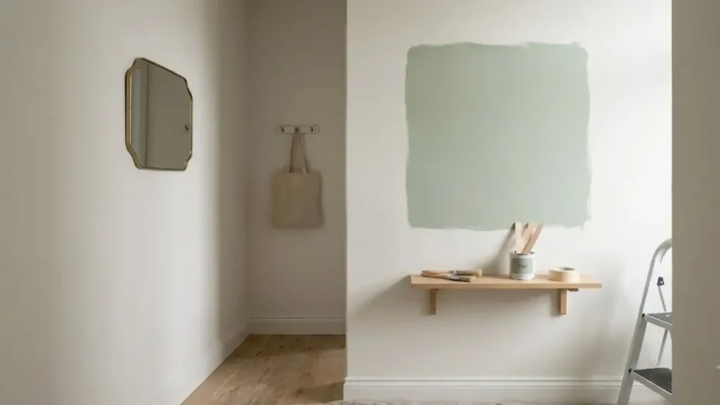 teste de cor de pintura para ambientes pequenos em parede compacta